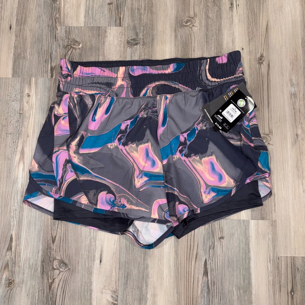 Avia Pink and Blue Athletic Shorts Vibrant Pattern